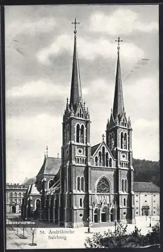 AK Salzburg, St. Andräkirche mit Vorplatz