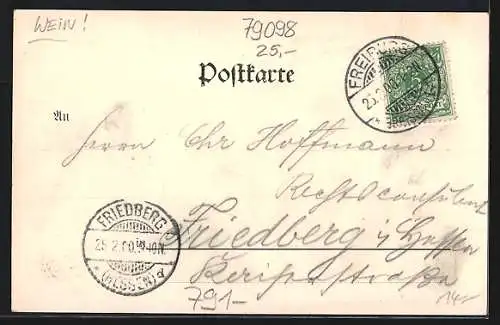 AK Freiburg i. Br., Weinhandlung und Gasthof Georg Dattler, Schlossberg