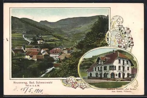 AK Neuenweg, Gasthaus u. Pension Zur Sonne, Totalansicht