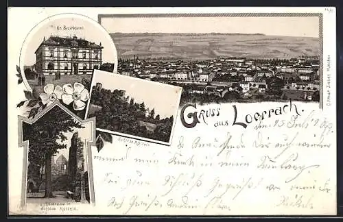 Lithographie Lörrach, Schloss Rötteln, Rittersaal, Gr. Bezirksamt