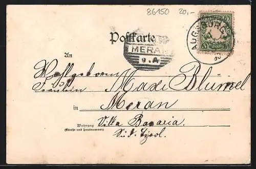 AK Augsburg, Blick in die Schäzlerstrasse, Stadt-Theater