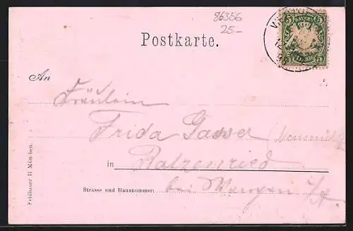 AK Augsburg, Gasthof Kobel mit Blick zur Kirche