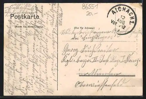 AK Aichach, Volkstrachten aus der Aichacher Gegend, Ortsansicht