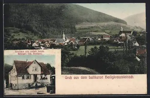 AK Heiligkreuzsteinach, Gasthaus zum weissen Lamm N. Reinhardt, Gesamtansicht aus der Vogelschau