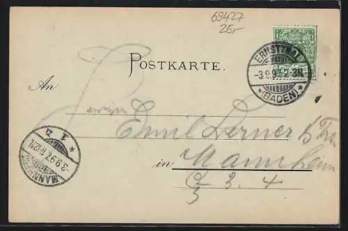 Lithographie Ernstthal i. Odenwald, Gasthaus zur Post, Brauerei, Schloss Waldleiningen