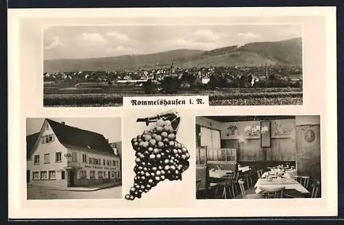 AK Rommelshausen i. R., Cafe zum Kernenturm, Innenansicht, Panorama