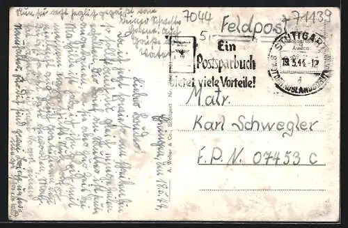 AK Ehningen, Kaufhaus von R. Saffler in der Königstrasse, Rathaus, Schloss und Kirche