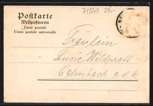 Künstler-AK Neulautern, Gasthaus zum Lamm und Totalansicht