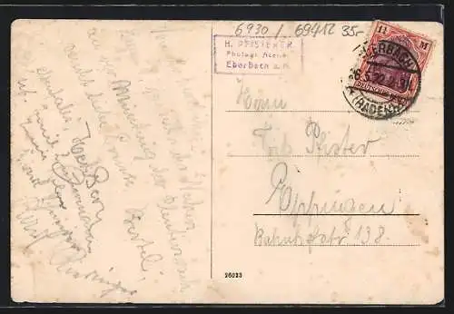 AK Pleutersbach a. N., Gasthof zum Schiff, Bahnhof Eberbach-Pleutersbach, Totalansicht