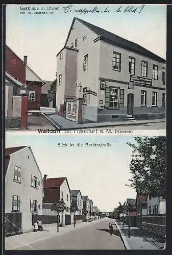 AK Walldorf bei Frankfurt a. M., Gasthaus z. Löwen v. W. Jourdan IV., Gartenstrasse