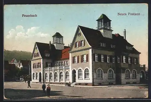 AK Feuerbach / Württ., Partie am Neuen Postamt