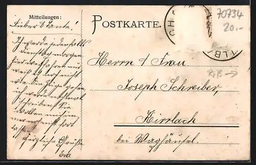 AK Fellbach, Blick zum Rathaus, Aussichtsturm