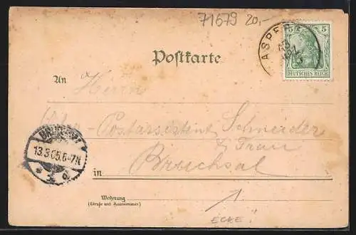 Lithographie Asperg, Strassenpartie am inneren Burgthor, Festungsthor
