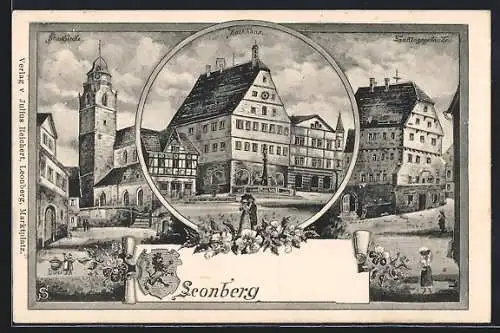 AK Leonberg / Württ., Stadtkirche, Rathaus, Landtagsgebäude
