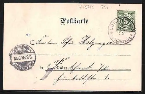 Lithographie Wüstenrot, Gasthaus zum Adler, Chausseehaus, Pension Löwe