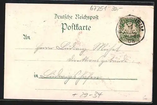 Passepartout-Lithographie Freinsheim, Rathaus, Bahnhof, Kirche