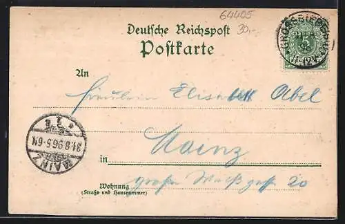 Lithographie Lichtenberg i. Odenwald, Gasthaus und Pension zur schönen Aussicht, Schloss