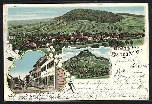 Lithographie Dangstetten, Gesamtansicht, die Küssaburg