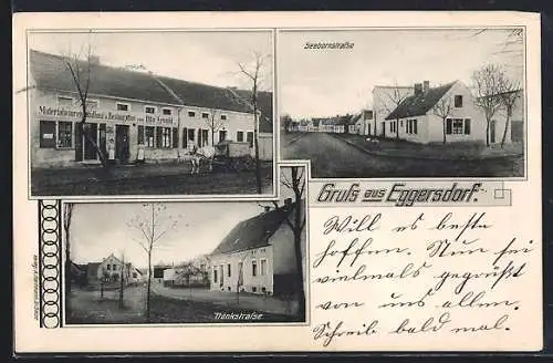 AK Eggersdorf / Elbe, Handlung und Restaurant von Otto Arnold, Seebornstrasse, Tränkstrasse