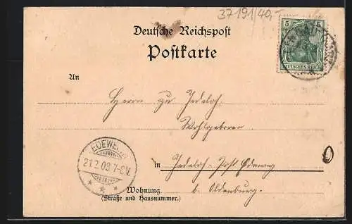Lithographie Lindau / Harz, Luth. Kapelle, Aug. Greve`sches Wohnhaus und Fabrik, Marktplatz und Totalansicht