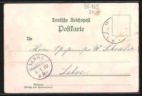 Lithographie Wendhausen / Braunschweig, Gasthof von H. Ahlmann, Schloss, Kirche