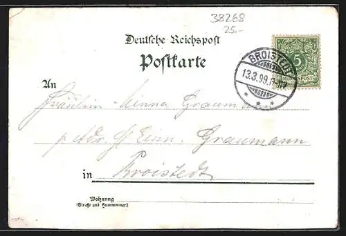 Lithographie Barbecke, Gasthof von Chr. Fricke, Kirche, Heerstrasse