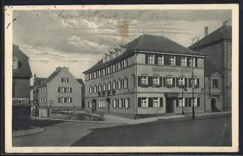 AK Bayreuth, Strassenpartie am Gasthaus goldener Hirsch