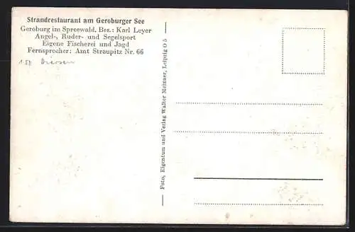 AK Geroburg, Strandrestaurant am Geroburger See, Bes. Karl Leyer