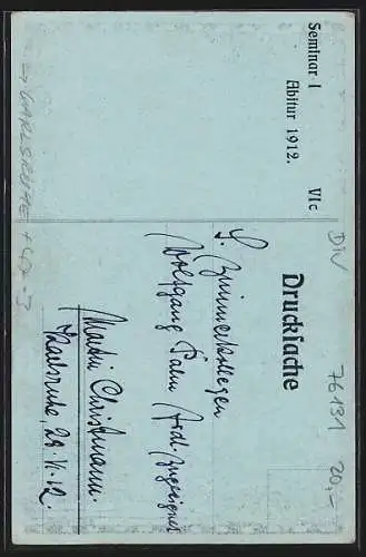 Künstler-AK Karlsruhe, Seminar I, VIc, Abitur 1912