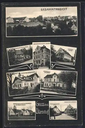 AK Ullersdorf / Grottau, Restaurant Wilhelmshöhe, Gasthäuser zur Stadt Berlin, zum Kaiser v. Österreich