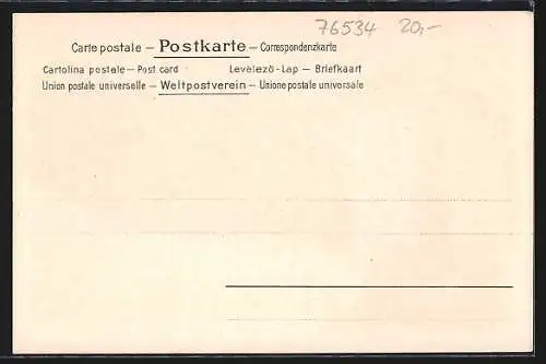 Lithographie Steinbach / Baden, Ortsansicht mit Erwin-Denkmal