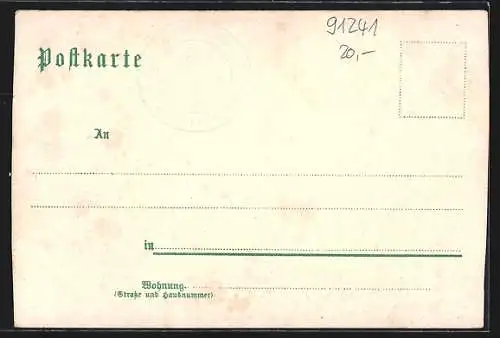 Lithographie Hohenstein / Kirchensittenbach, Ortsansicht mit Burg