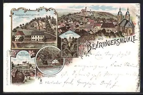 Lithographie Behringersmühle, Restaurant, Burg Gössweinstein, Stempfermühle