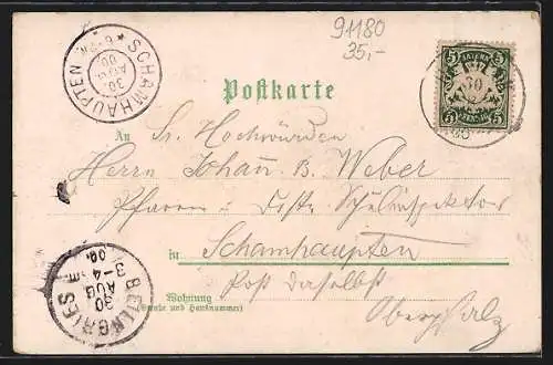 Lithographie Heideck / Mfr., Teilansicht, Rathaus, Marktplatz