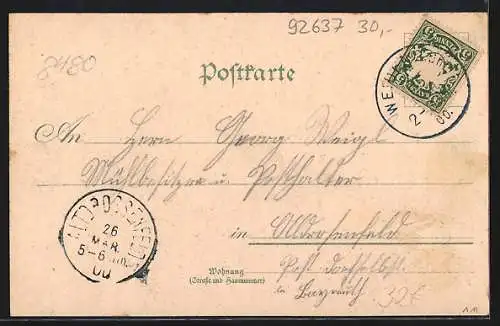 Lithographie Weiden / Oberpfalz, Centralwerkstätte, Marktplatz und Rathaus