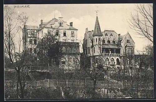 AK Weimar / Thüringen, Villen- & Strassenpartie am Institut Weiss