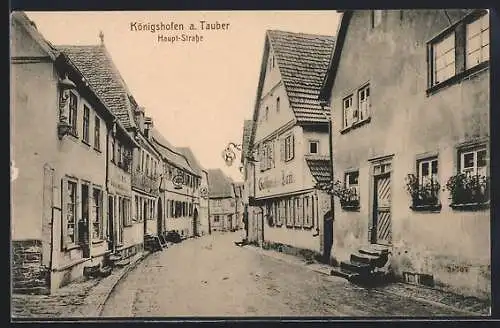 AK Königshofen / Tauber, Hauptstrasse mit Gasthaus zum Lamm