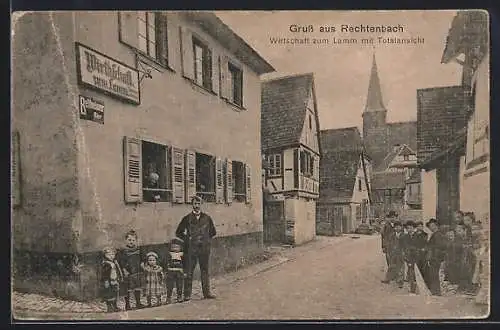 AK Rechtenbach / Pfalz, Gasthaus zum Lamm Anwohnern davor