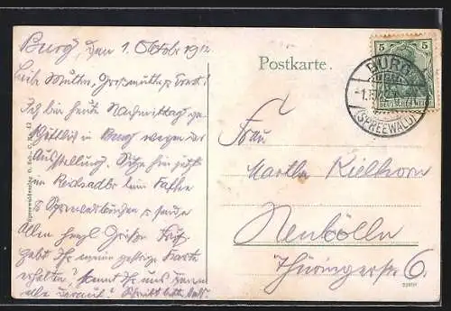 AK Burg im Spreewald, Restaurant zum Reichsadler, Frauen in Tracht