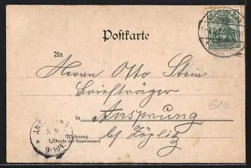 Lithographie Steinheidel i. sächs. Erzgeb., Gasthaus Sommerfrische, Bes. W. Krauss, Fällbach