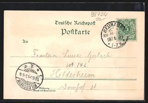 Lithographie Neuhaus /Rennweg, Panorama, Gasthof zur Post, Die Tanne
