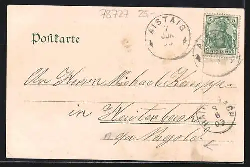 Lithographie Oberndorf /Neckar, Ortsansicht, Marktplatz