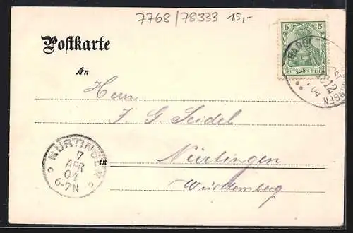 AK Stockach, Strassenpartie mit Conditorei H. Pfeiffer, Blick zur Kirche