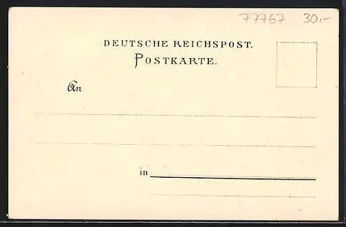 Lithographie Appenweier, Bahnhofhalle, Bahnhof-Hotel, Schloss Staufenberg