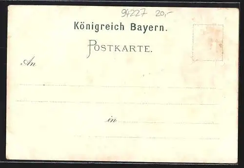 Lithographie Zwiesel / Bayern, Totalansicht mit Bergpanorama, Marktplatz, Kirche