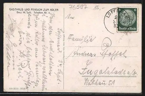 AK Loffenau / württb. Schwarzwald, Gasthaus zum Adler