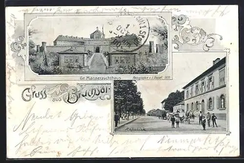 AK Bruchsal, Republik mit Gasthaus zum Bären, Gr. Männerzuchthaus