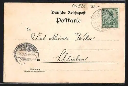 AK Mühlberg a. d. Elbe, Schloss, Rathaus und Kriegerdenkmal, Altstädter Kirche