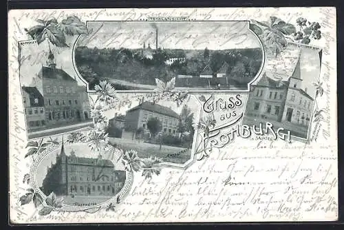 AK Frohburg, Posthotel, Rathaus und Amtsgericht