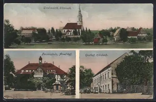 AK Elbisbach, Frauenschule Arvedshof, Gasthof Elbisbach, Totalansicht